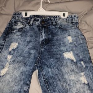 Ripped jean shorts
